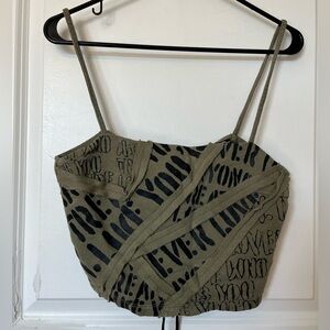 Hunter Green Graphic Crop Top